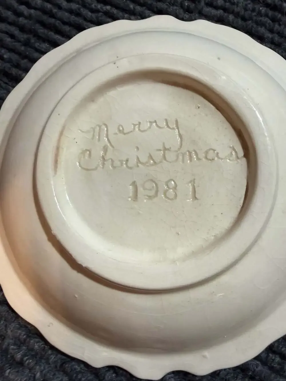 Vintage 1981 Ceramic Creamer Pitcher and Saucer Set with Green Floral Transferwa